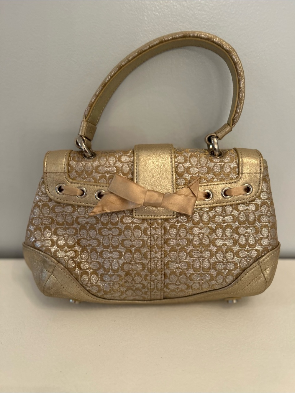 Coach Metallic Gold Mini Top Handle Bag - Picture 3 of 10